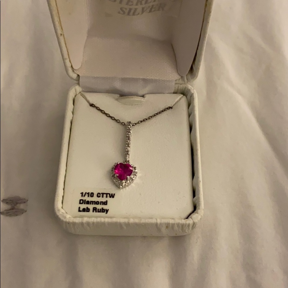 Diamond and Ruby Heart Necklace